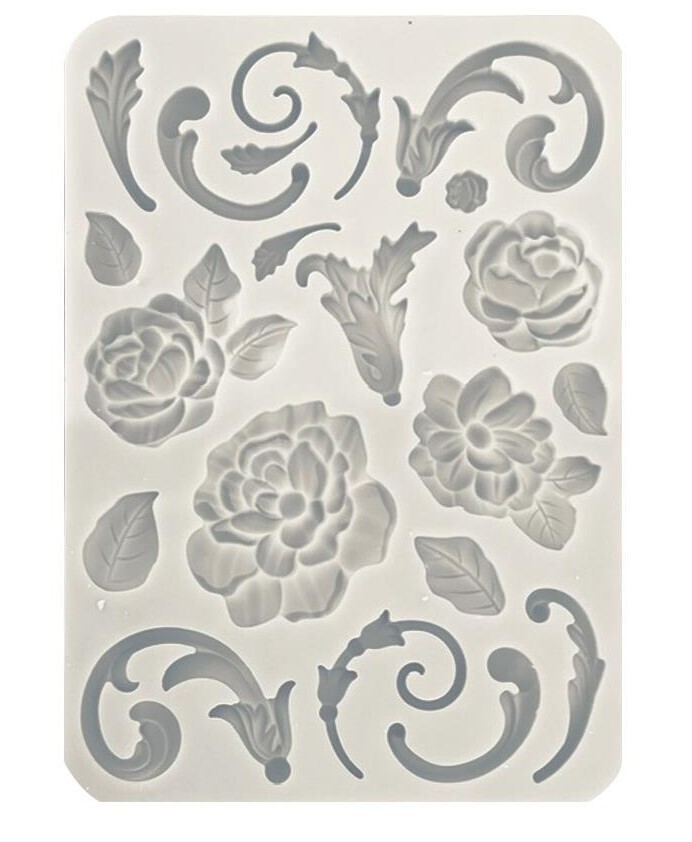 Stamperia - Brocante Antiques - A5 Silicone Mould - Flowers And Embellishments