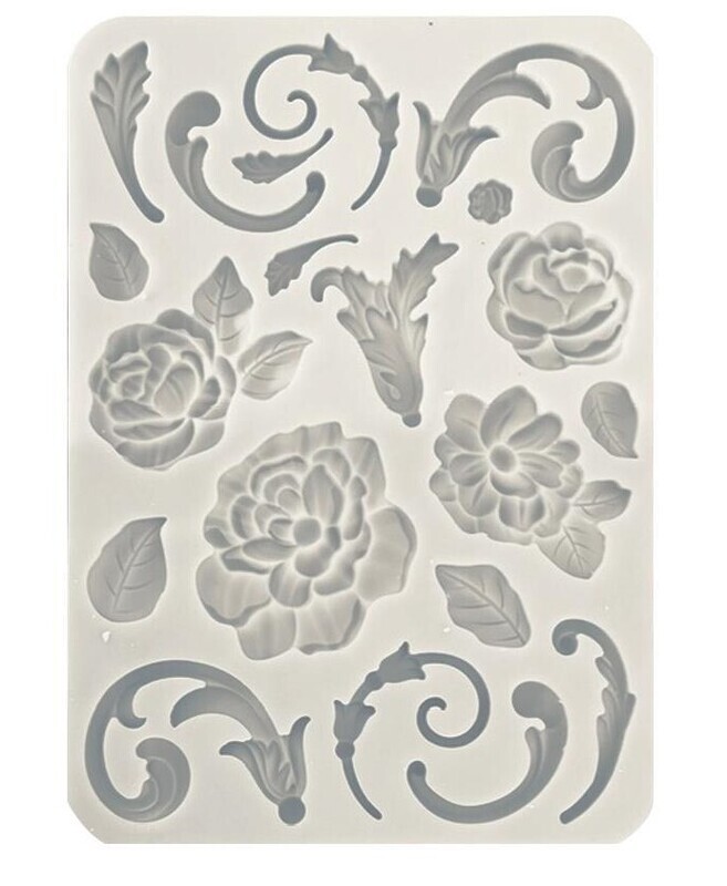 Stamperia - Brocante Antiques - A5 Silicone Mould - Flowers And Embellishments