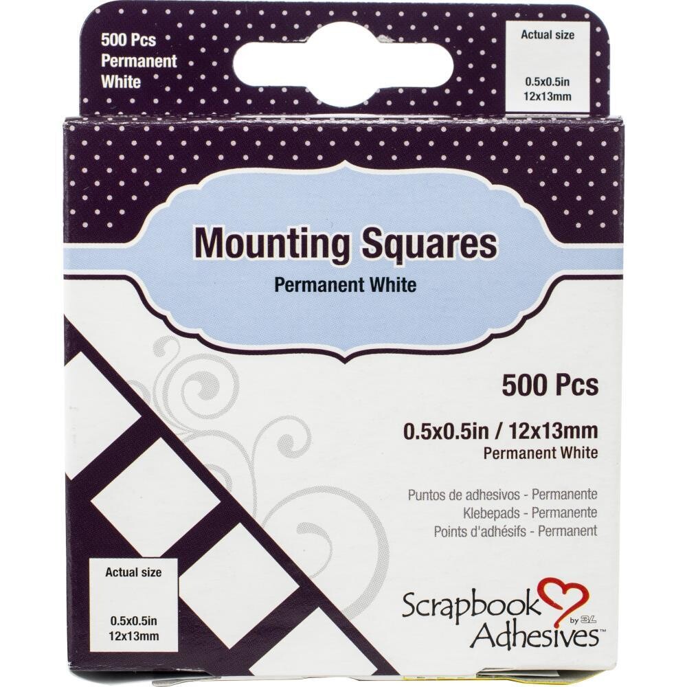 3L - 0.5&quot; x0.5&quot; Mounting Squares - Permanent White