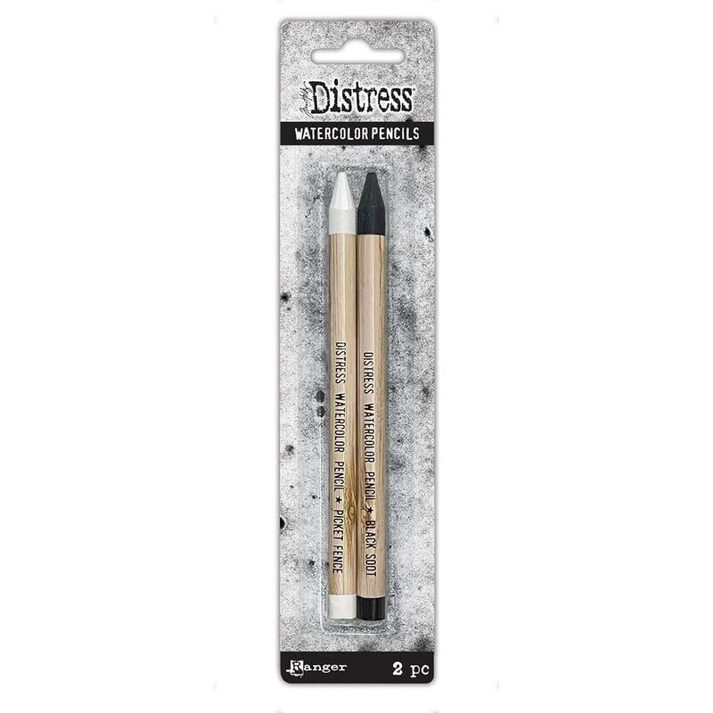 Ranger - Tim Holtz - Distress Watercolour Pencils - Black Soot and Picket Fence