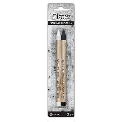 Ranger - Tim Holtz - Distress Watercolour Pencils - Black Soot and Picket Fence