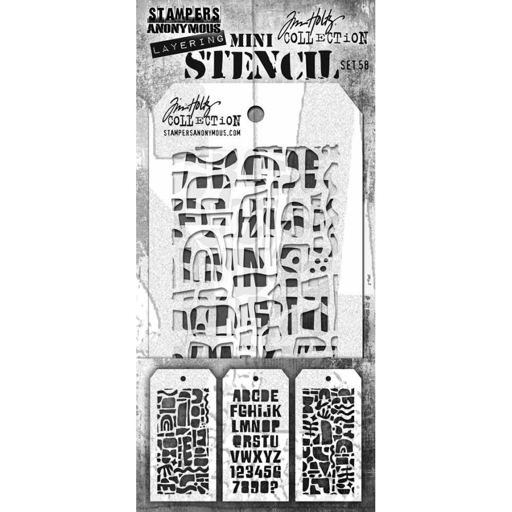 Stampers Anonymous - Tim Holtz - Mini Stencil Set - #58