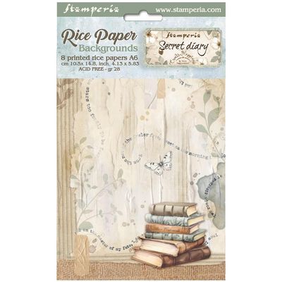 Stamperia - Create Happiness Secret Diary - A6 Rice Paper Pack - 8 sheets