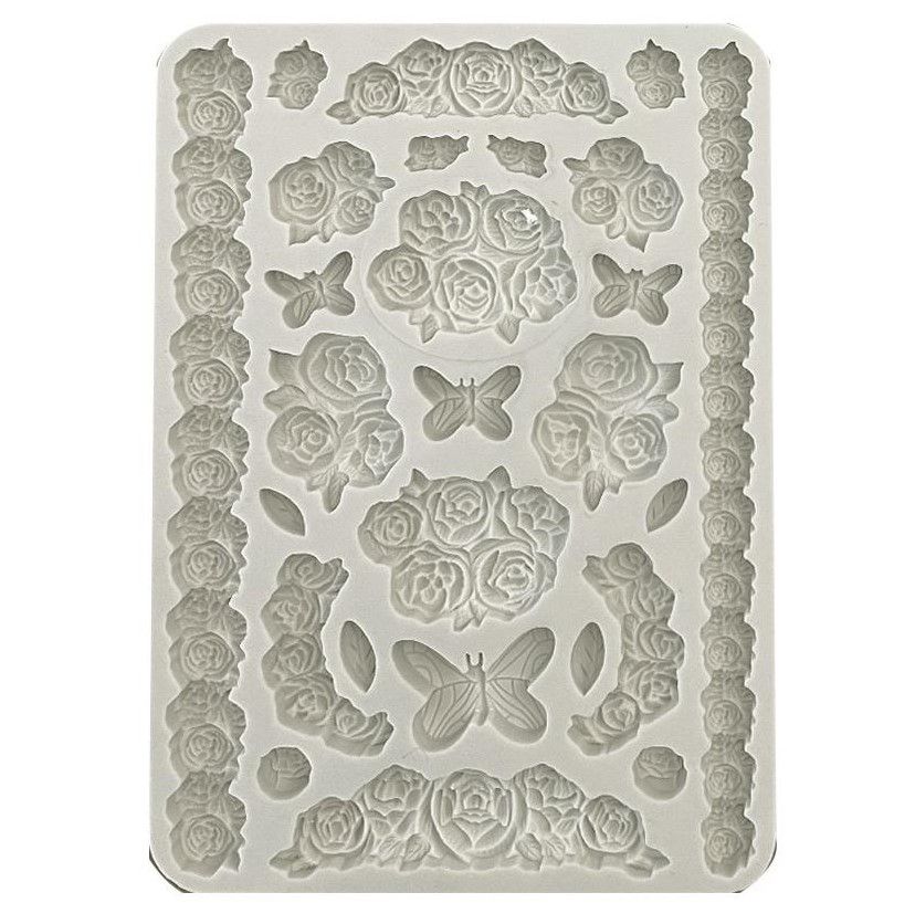 Stamperia - Shabby Rose - A5 Silicone Mould - Roses and Butterflies