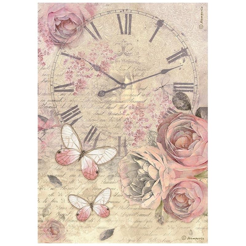 Stamperia - Shabby Rose - A4 Rice Paper - Clock
