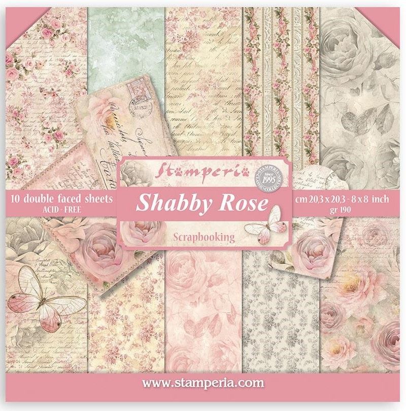 Stamperia - Shabby Rose - 8&quot;x8&quot; Double-sided Paper Pad