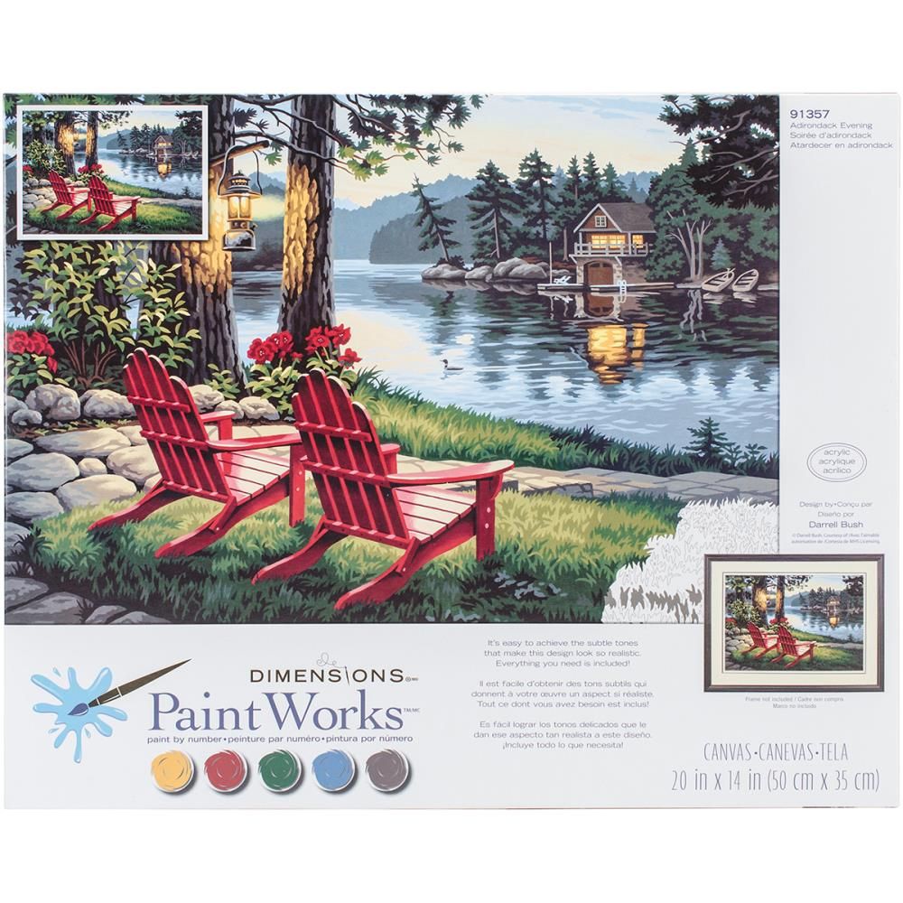 Paintworks - Paint by Number - 20&quot;x12&quot; - Adirondack Evening