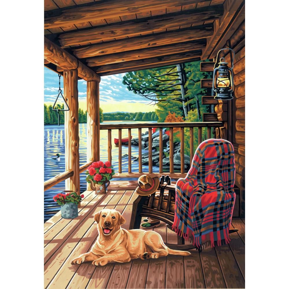 Paintworks - Paint by Number - 14&quot;x20&quot; - Log Cabin Porch