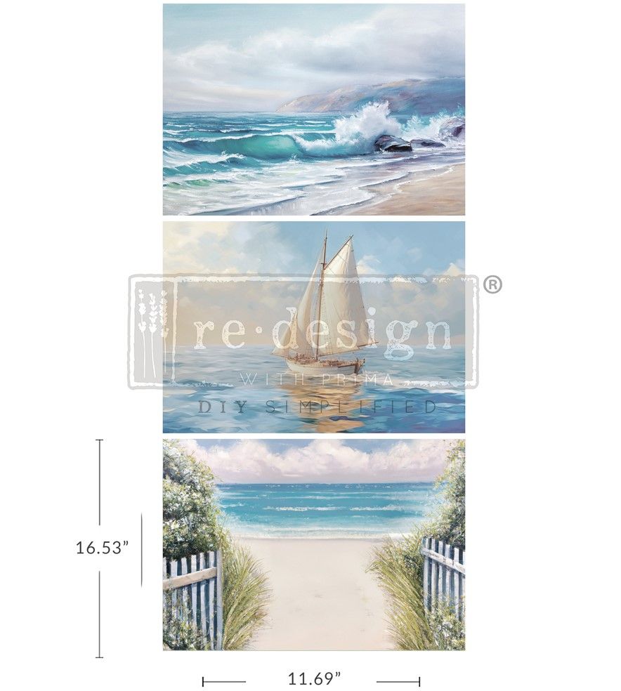 Prima Marketing - A3 Decoupage Tissue Paper - 3 Pack - Seascape Melody
