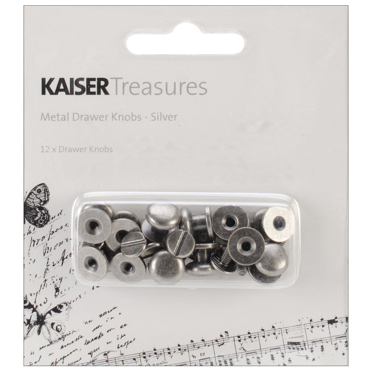 Kaisercraft - Metal Drawer Knobs - Silver - 12 pce -  0.375”