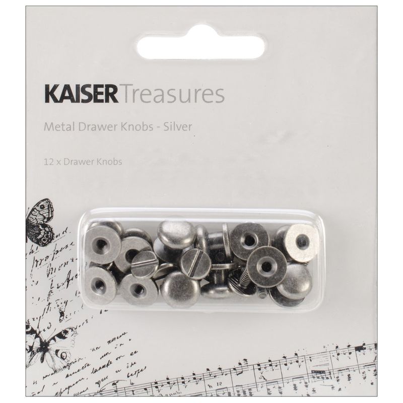 Kaisercraft - Metal Drawer Knobs - Silver - 12 pce -  0.375”