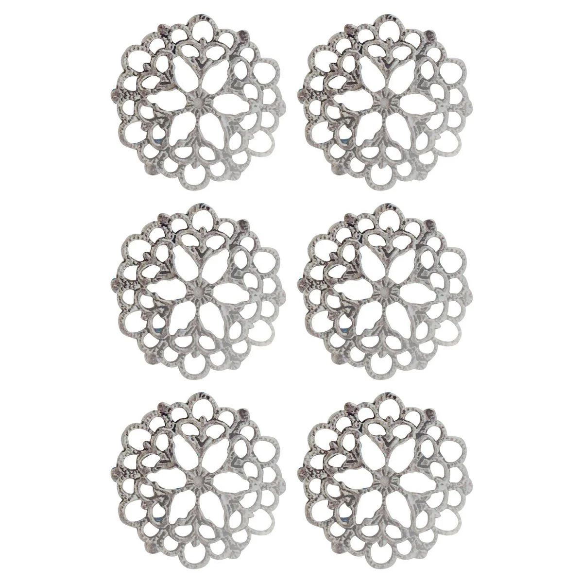 Ultimate Crafts - Petal Doily Metal Charm - 6 pce