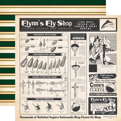 Carta Bella - Gone Fishing - 12&quot;x12&quot; Double-sided Paper - Fly Shop Ad