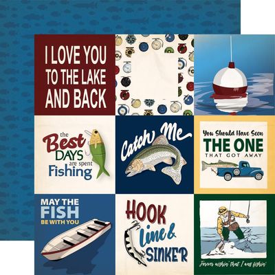Carta Bella - Gone Fishing - 12&quot;x12&quot; Double-sided Paper - 4x4 Journaling Cards