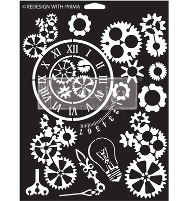 Prima Marketing - Re-Design - 9&quot;x12&quot; Stencil - Gear Works