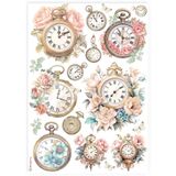 Stamperia - Wonderland - A4 Rice Paper - Clocks