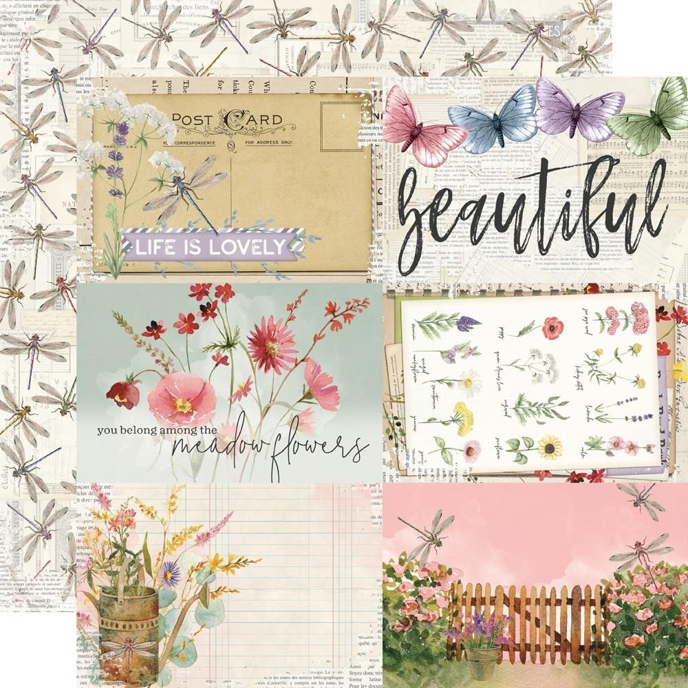 Simple Stories - Meadow Flowers - 12&quot;x12&quot; Double-sided Paper - 4&quot;x6&quot; Elements