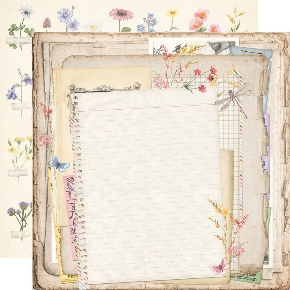 Simple Stories - Meadow Flowers - 12&quot;x12&quot; Double-sided Paper - Walk in Nature