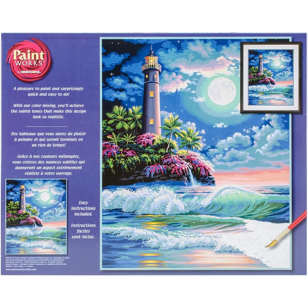 Paint Works - Paint by Number Kit - Lighthouse in Moonlight