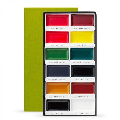 Kuretake Gansai Tambi - Watercolour Set - 12 Colours - Set 1