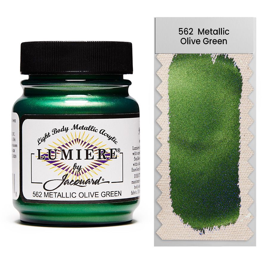 Jacquard - Lumiere Metallic Fabric Paint - 70ml - Metallic Olive Green