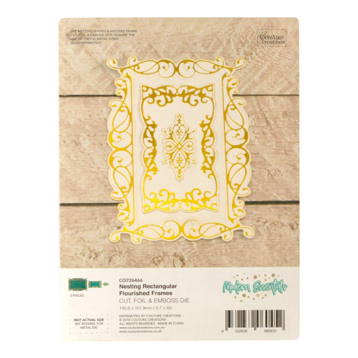 Couture Creations - Cut/Foil and Emboss - Nesting Rectangular Flourish Frames
