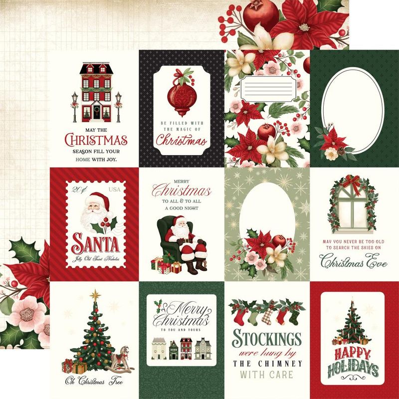 Carta Bella - A Vintage Christmas - 12&quot;x12&quot; Double-sided Paper - 3x4 Journaling Cards