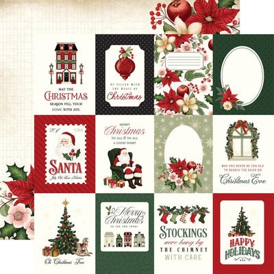 Carta Bella - A Vintage Christmas - 12&quot;x12&quot; Double-sided Paper - 3x4 Journaling Cards