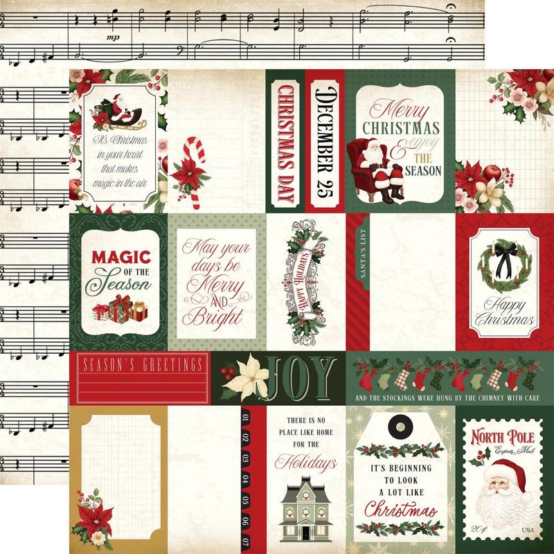 Carta Bella - A Vintage Christmas - 12&quot;x12&quot; Double-sided Paper - Multi Journaling Cards