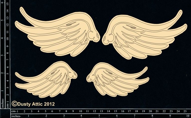 Dusty Attic - Chipboard -  Wings - Large