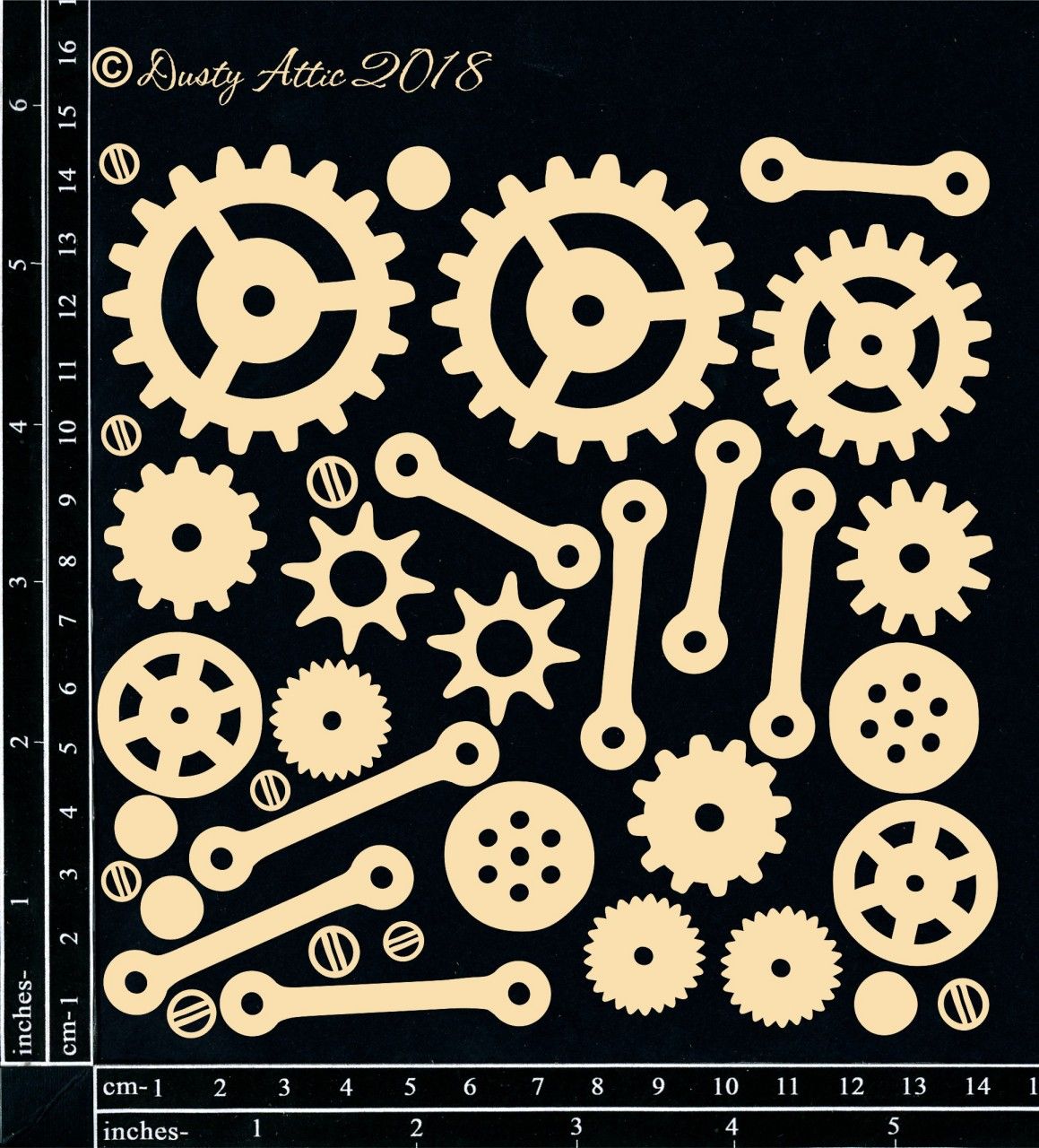 Dusty Attic - Chipboard - Steampunk and Industrial - Cogs and Gears