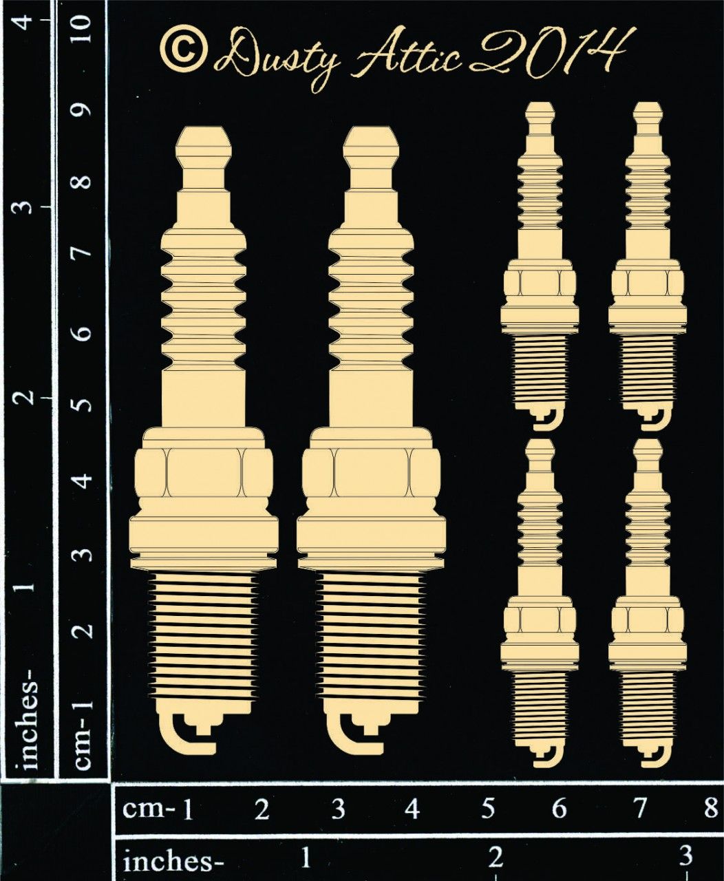 Dusty Attic - Chipboard - Steampunk and Industrial - Spark Plugs