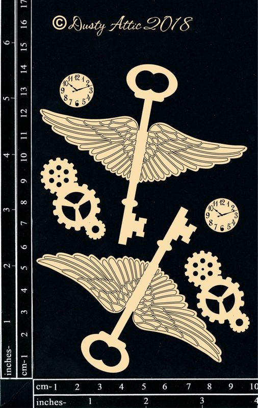 Dusty Attic - Chipboard - Steampunk and Industrial - Winged Keys