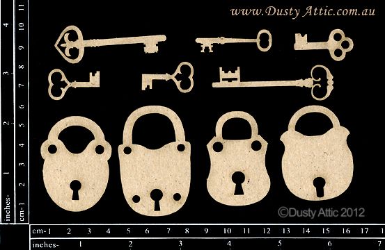 Dusty Attic - Chipboard - Steampunk and Industrial - Keys and Locks