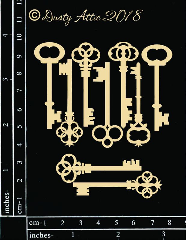 Dusty Attic - Chipboard - Steampunk and Industrial - Mini Vintage Keys