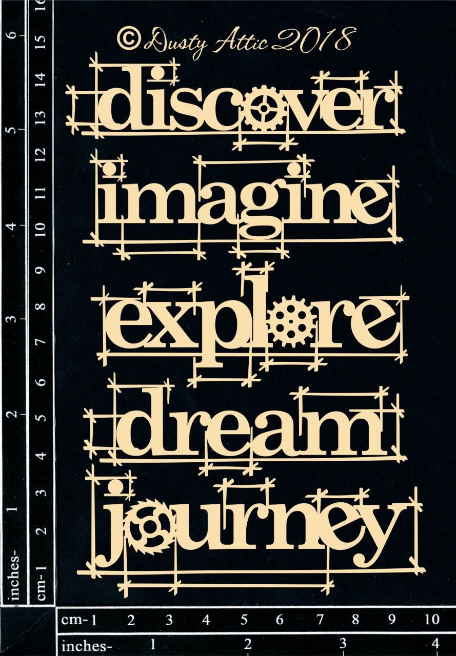 Dusty Attic - Chipboard - Words - Blueprint Word Pack