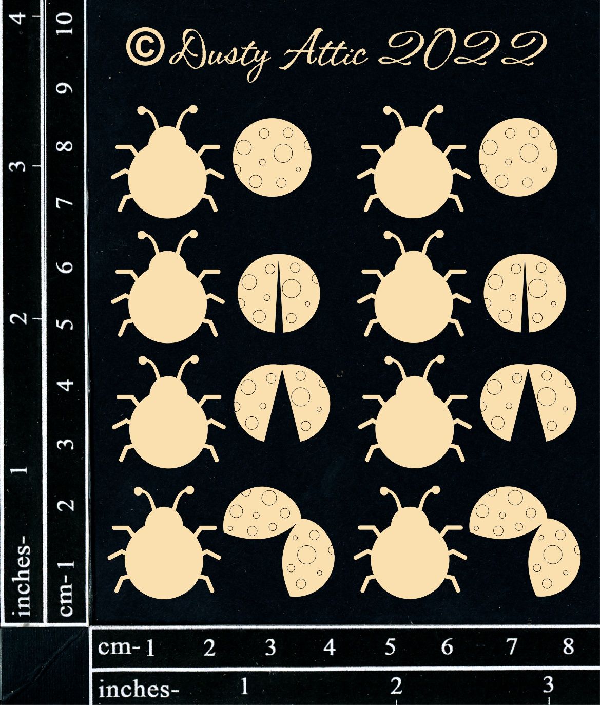 Dusty Attic - Chipboard - Garden - Mini Lady Bugs