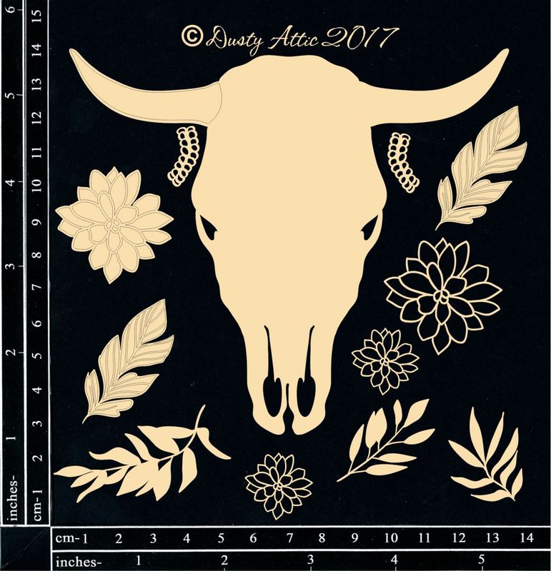Dusty Attic - Chipboard - Outback - Boho Skull