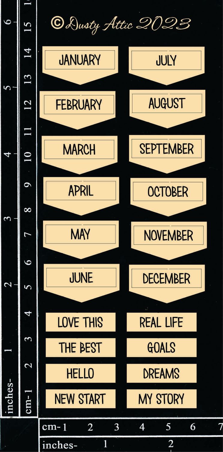 Dusty Attic - Chipboard - Lifestyle - Month Tabs