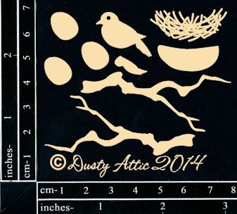 Dusty Attic - Chipboard - Nature - Mini Nest And Bird Set