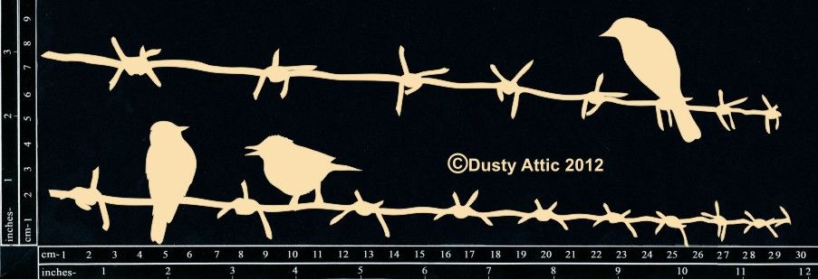 Dusty Attic - Chipboard - Nature - Birds on Barb Wire