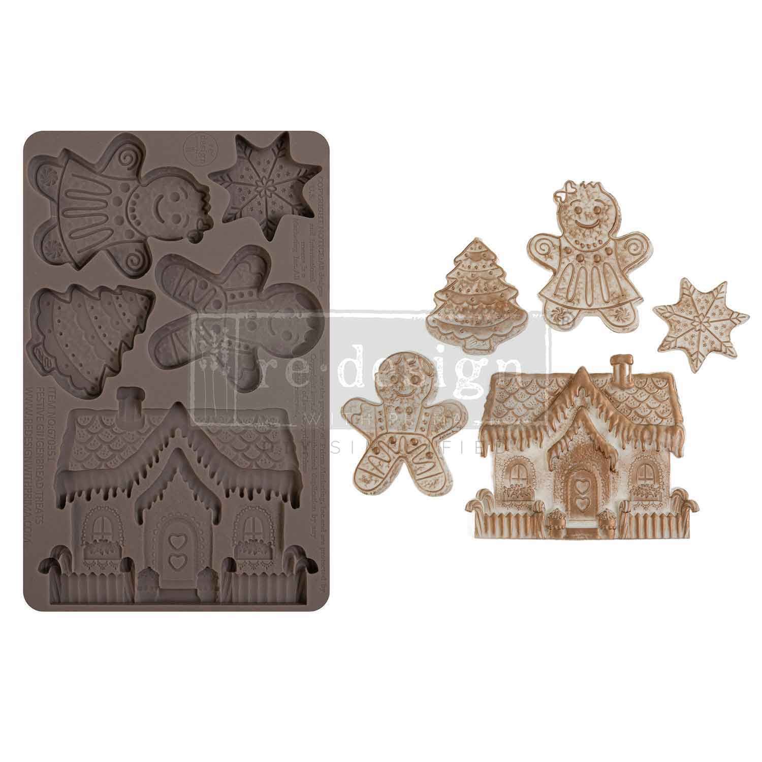 Prima Marketing - Re-Design - 5&quot;x8&quot; Silicone Mould - Festive Gingerbread Treats