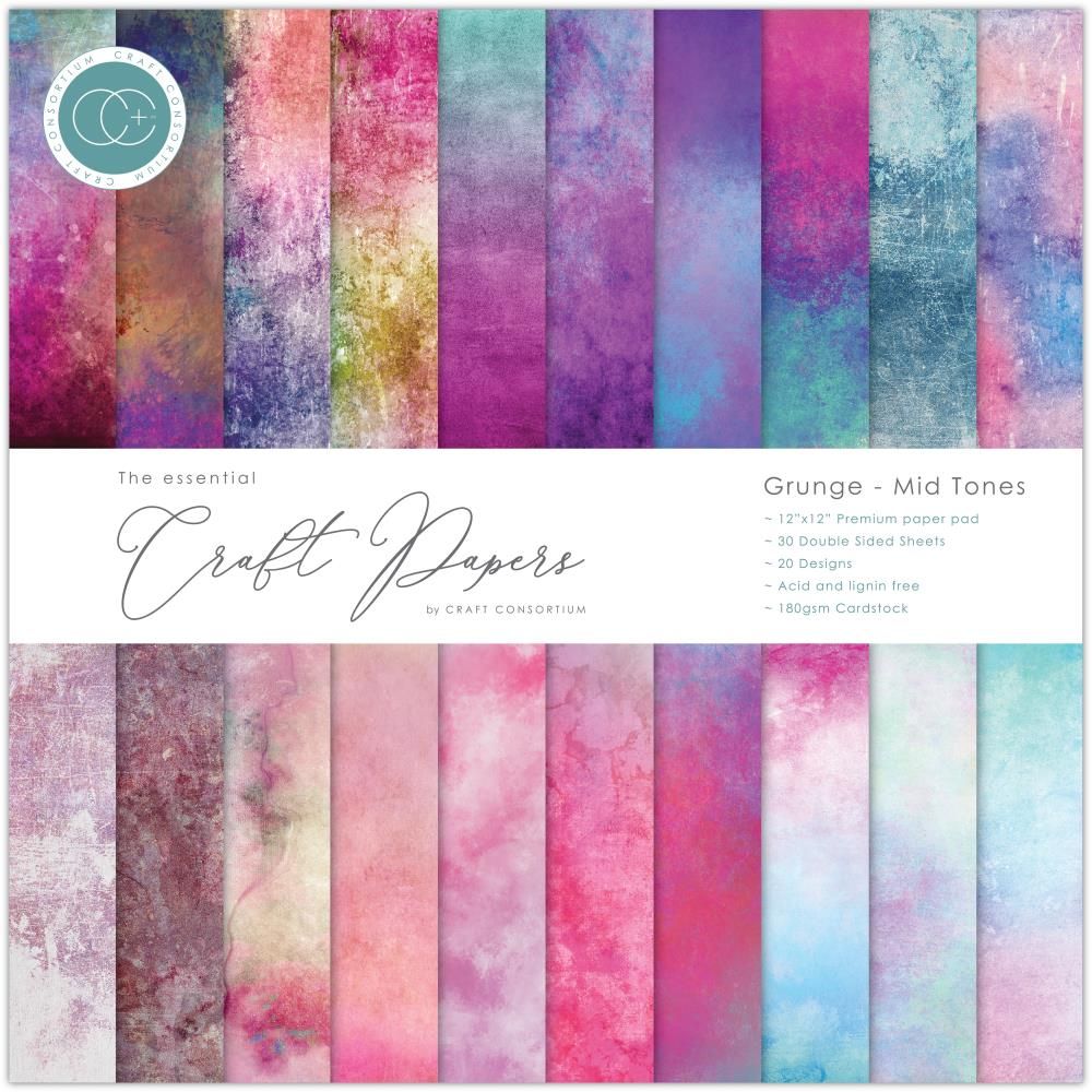 Craft Consortium - Grunge - Midtones - 12&quot;x12&quot; Double-sided Paper Pad 