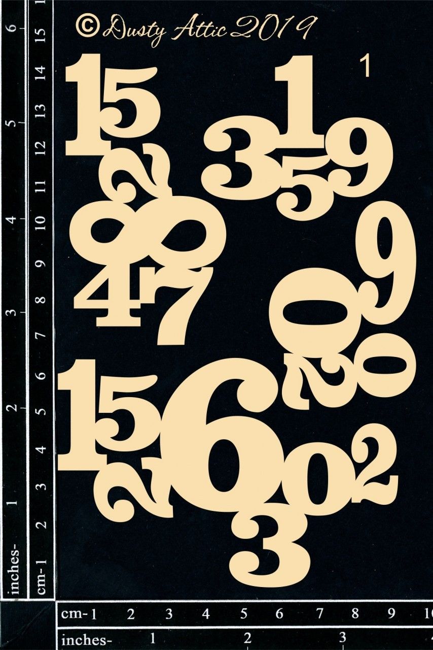 Dusty Attic - Chipboard - Words/Numbers - Broken Bits #1 - Numbers