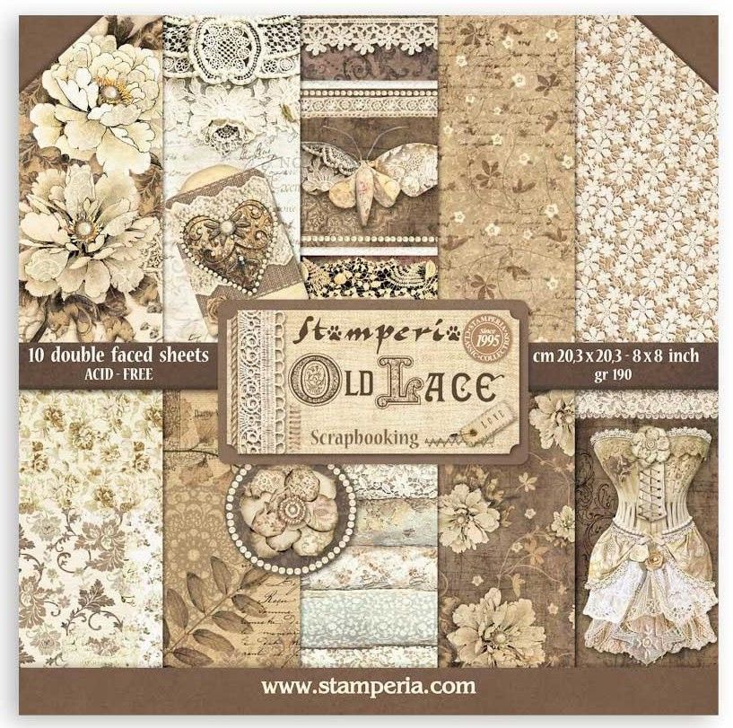 Stamperia - Old Lace - 8&quot;x8&quot; Double-sided Paper Pad