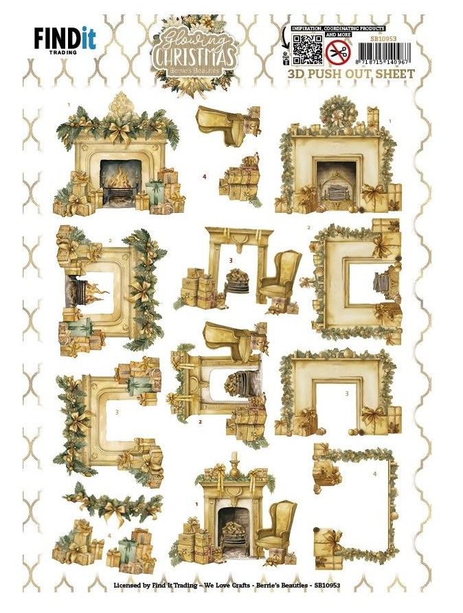 Finding it Trading - 3D Paper Tole Sheets - Glow Christmas - Fireplace