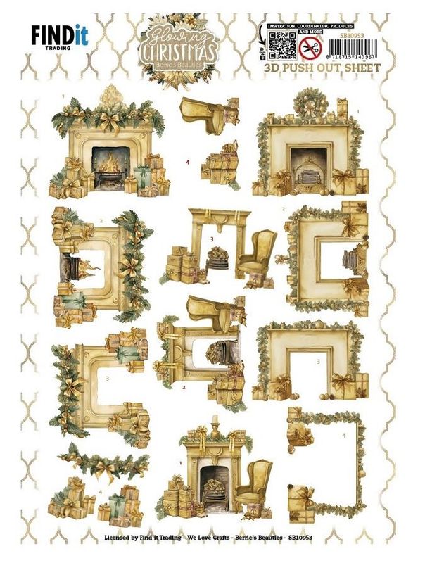 Finding it Trading - 3D Paper Tole Sheets - Glow Christmas - Fireplace