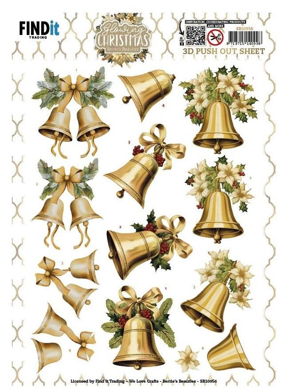 Finding it Trading - 3D Paper Tole Sheets - Glow Christmas - Christmas Bells