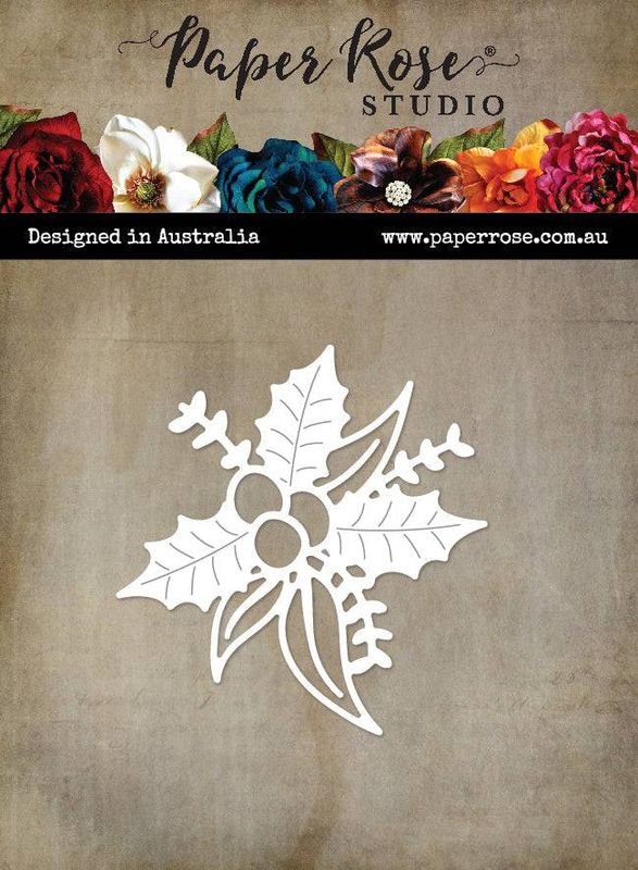Paper Rose - Metal Die - Aussie Christmas - Gum Leaves and Holly Bouquet - Small