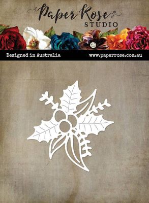 Paper Rose - Metal Die - Aussie Christmas - Gum Leaves and Holly Bouquet - Small